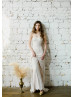 Strapless Ivory Lace Wedding Dress With Champagne Lining